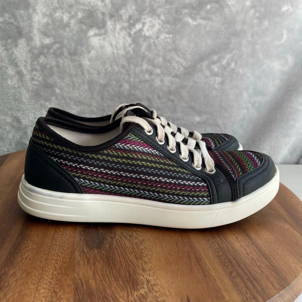 Traq by Alegria Sneakers Womens 36 Black Southwest Printâ Lace-up Low Top
